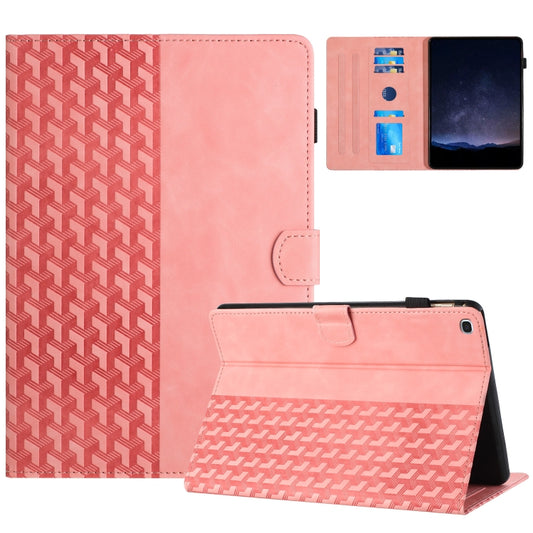 For Samsung Galaxy Tab S6 Lite Building Blocks Embossed Leather Smart Tablet Case(Pink) by bashfashion