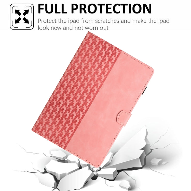 For Samsung Galaxy Tab S6 Lite Building Blocks Embossed Leather Smart Tablet Case(Pink) by bashfashion