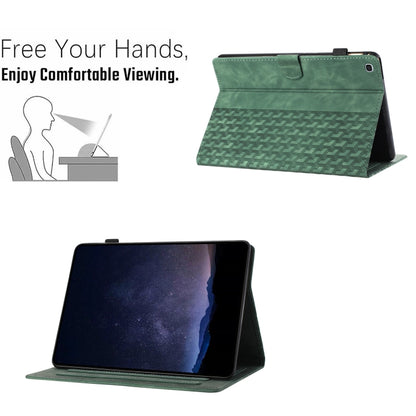 For Samsung Galaxy Tab S6 Lite Building Blocks Embossed Leather Smart Tablet Case(Green) by bashfashion