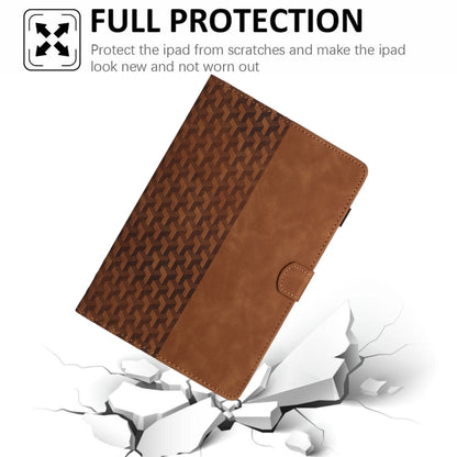 For Samsung Galaxy Tab A11+ / A9+ Building Blocks Embossed Leather Smart Tablet Case(Brown) by bashfashion