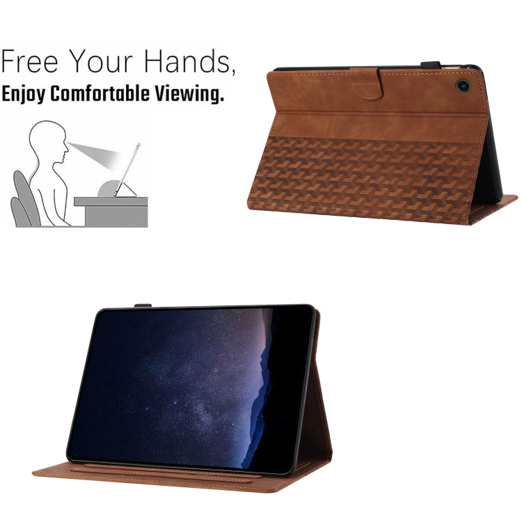 For Samsung Galaxy Tab A11+ / A9+ Building Blocks Embossed Leather Smart Tablet Case(Brown) by bashfashion