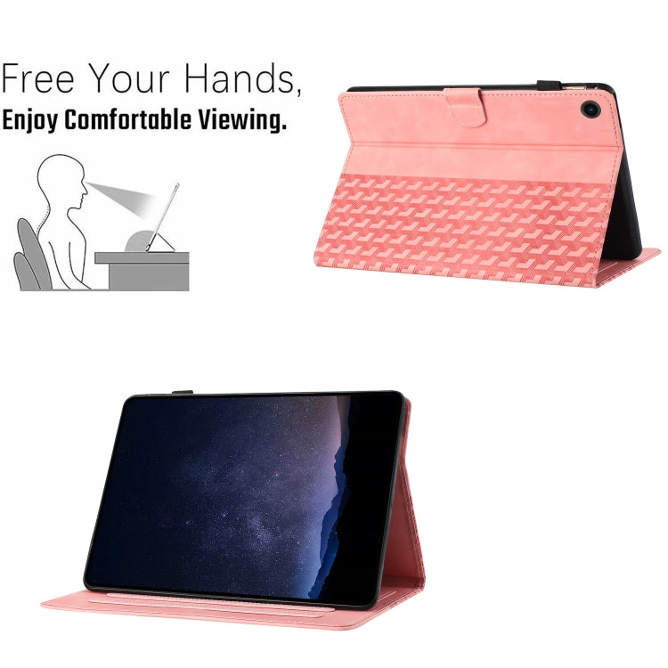 For Samsung Galaxy Tab A11+ / A9+ Building Blocks Embossed Leather Smart Tablet Case(Pink) by bashfashion
