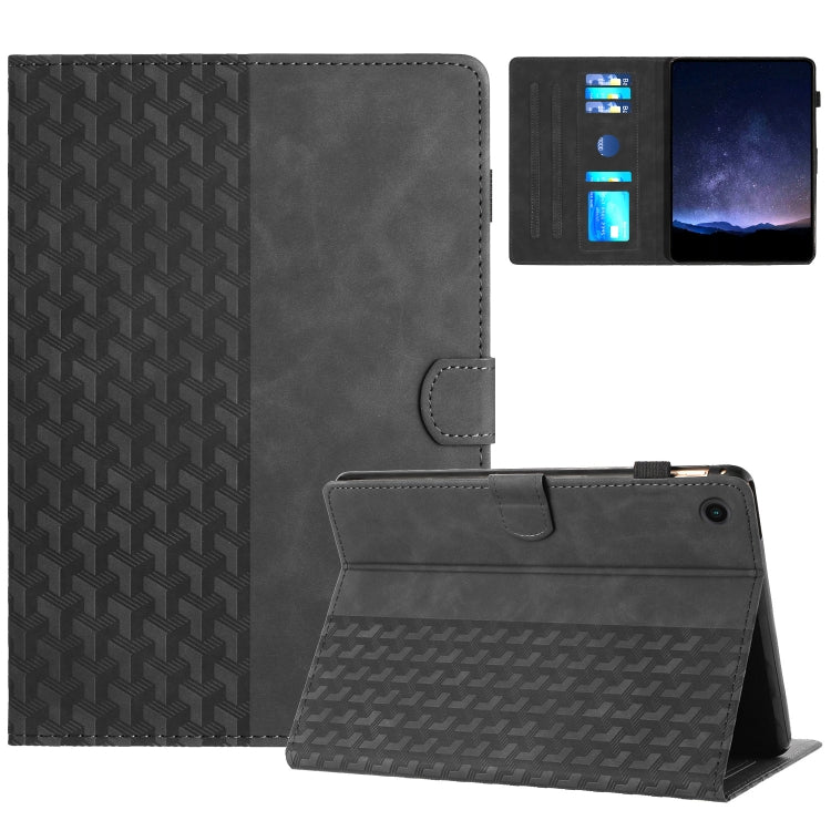 For Samsung Galaxy Tab A11+ / A9+ Building Blocks Embossed Leather Smart Tablet Case(Black) by bashfashion