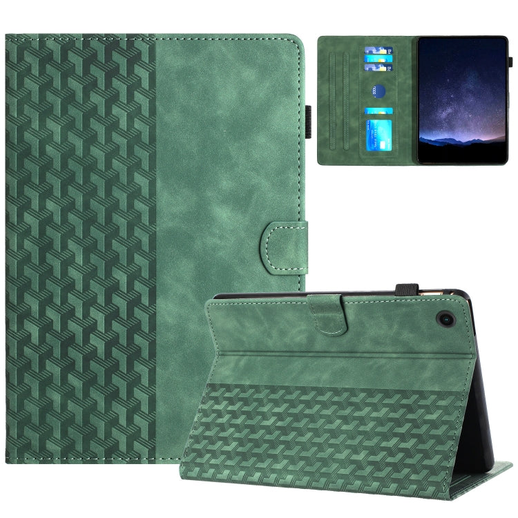 For Samsung Galaxy Tab A8 X200 Building Blocks Embossed Leather Smart Tablet Case(Green) by bashfashion