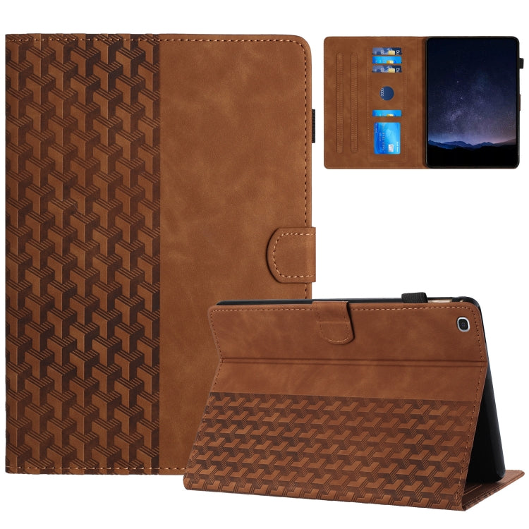 For Samsung Galaxy Tab A7 10.4 T500 Building Blocks Embossed Leather Smart Tablet Case(Brown) by bashfashion