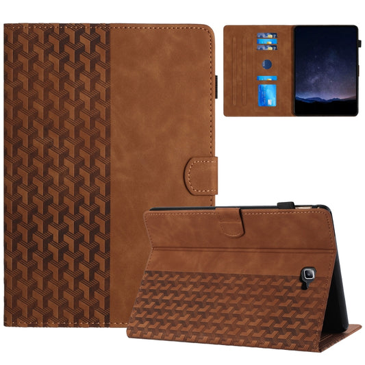 For Samsung Galaxy Tab A 10.1 T580 Building Blocks Embossed Leather Smart Tablet Case(Brown) by bashfashion