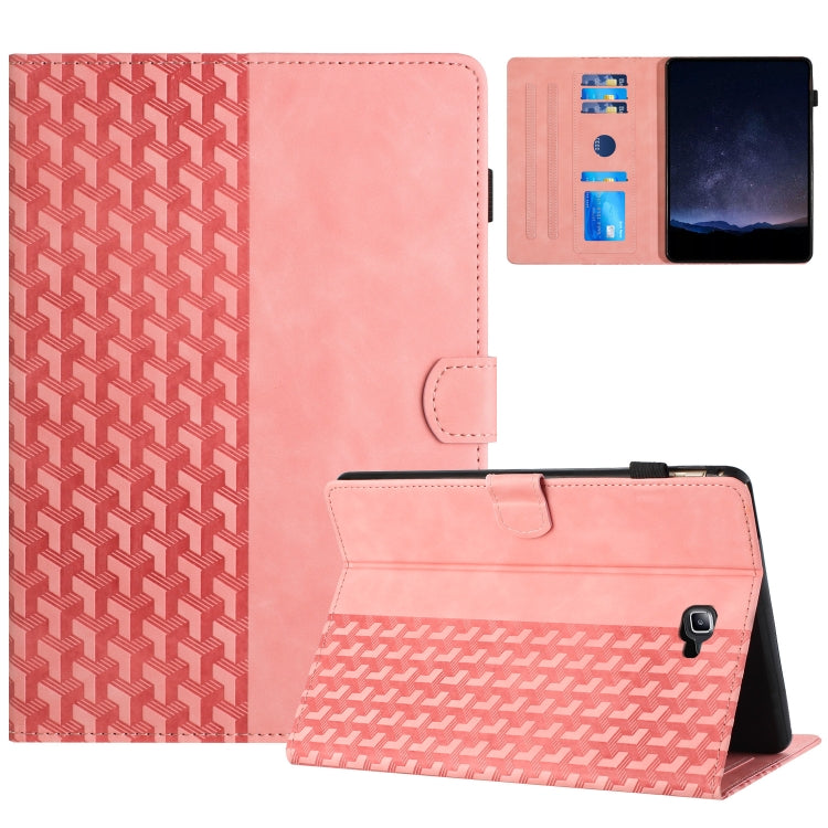 For Samsung Galaxy Tab A 10.1 T580 Building Blocks Embossed Leather Smart Tablet Case(Pink) by bashfashion