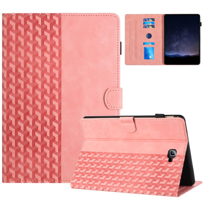 For Samsung Galaxy Tab A 10.1 T580 Building Blocks Embossed Leather Smart Tablet Case(Pink) by bashfashion