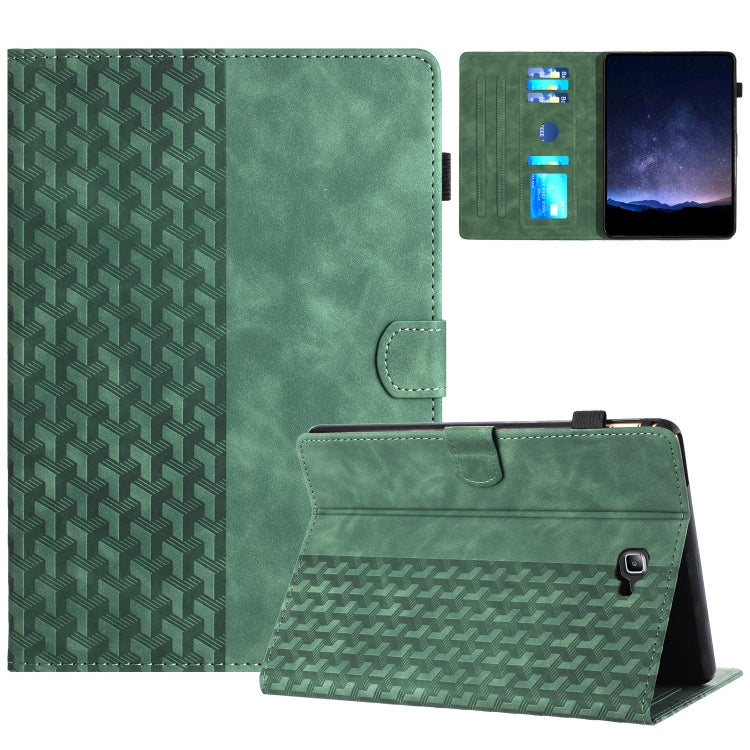 For Samsung Galaxy Tab A 10.1 T580 Building Blocks Embossed Leather Smart Tablet Case(Green) by bashfashion