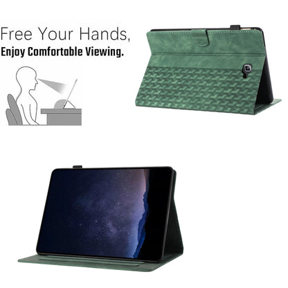 For Samsung Galaxy Tab A 10.1 T580 Building Blocks Embossed Leather Smart Tablet Case(Green) by bashfashion