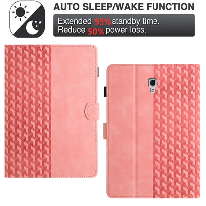 For Samsung Galaxy Tab A 10.5 T590 Building Blocks Embossed Leather Smart Tablet Case(Pink) by bashfashion