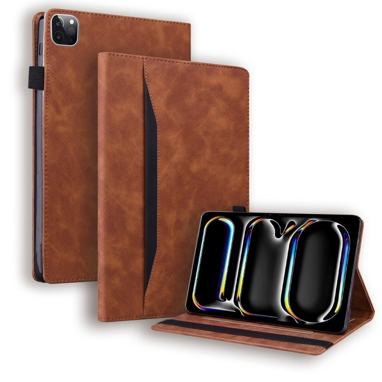 For iPad Pro 11 2025 / 2024 Splicing Shockproof Leather Tablet Case(Brown) by bashfashion