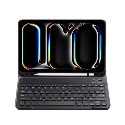 For iPad Pro 11 2024 A13B Lambskin Texture Bluetooth Touch Keyboard Leather Tablet Case with Pen Slot(Black) by bashfashion