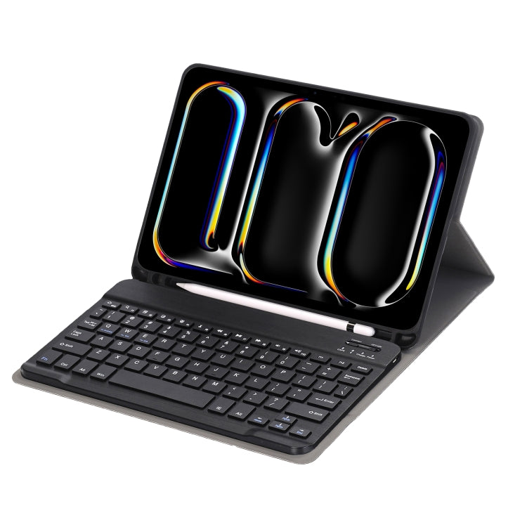 For iPad Pro 11 2024 A13B Lambskin Texture Bluetooth Touch Keyboard Leather Tablet Case with Pen Slot(Black) by bashfashion
