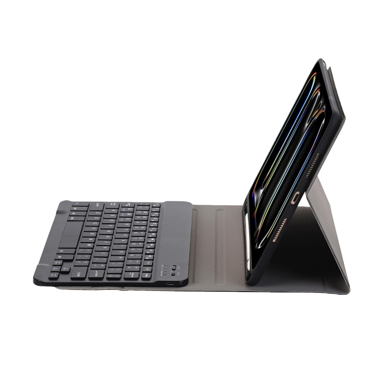 For iPad Pro 11 2024 A13B Lambskin Texture Bluetooth Touch Keyboard Leather Tablet Case with Pen Slot(Black) by bashfashion