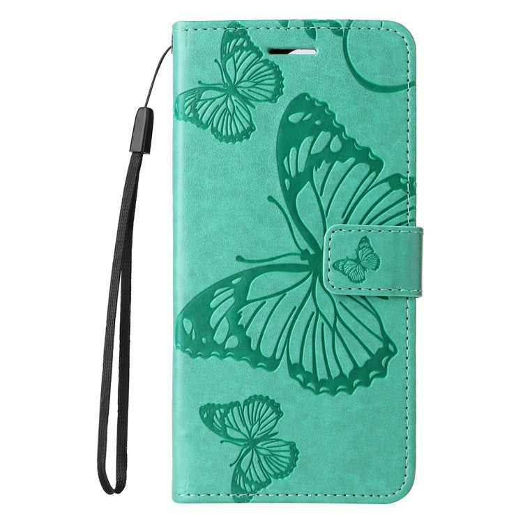 For iPhone 16e 3D Butterfly Embossed Pattern Flip Leather Phone Case(Green) by bashfashion