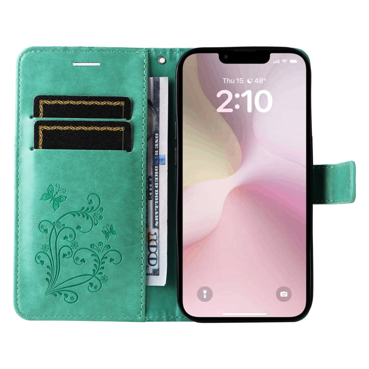 For iPhone 16e 3D Butterfly Embossed Pattern Flip Leather Phone Case(Green) by bashfashion