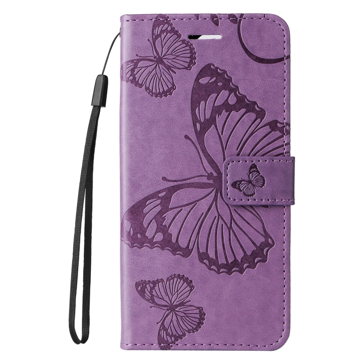 For iPhone 16e 3D Butterfly Embossed Pattern Flip Leather Phone Case(Purple) by bashfashion