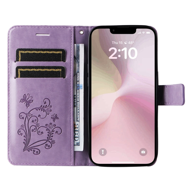 For iPhone 16e 3D Butterfly Embossed Pattern Flip Leather Phone Case(Purple) by bashfashion