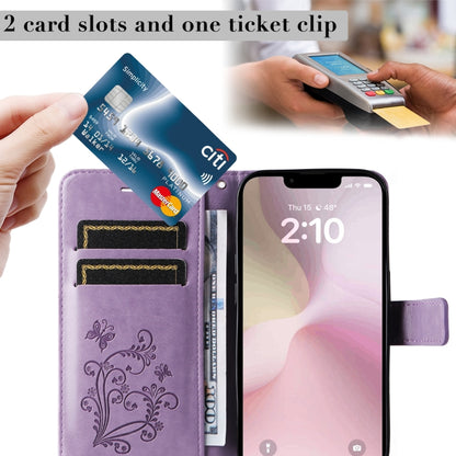 For iPhone 16e 3D Butterfly Embossed Pattern Flip Leather Phone Case(Purple) by bashfashion