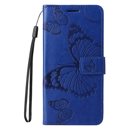 For iPhone 16e 3D Butterfly Embossed Pattern Flip Leather Phone Case(Blue) by bashfashion