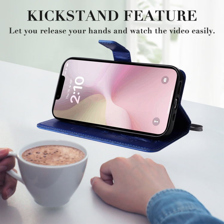 For iPhone 16e 3D Butterfly Embossed Pattern Flip Leather Phone Case(Blue) by bashfashion