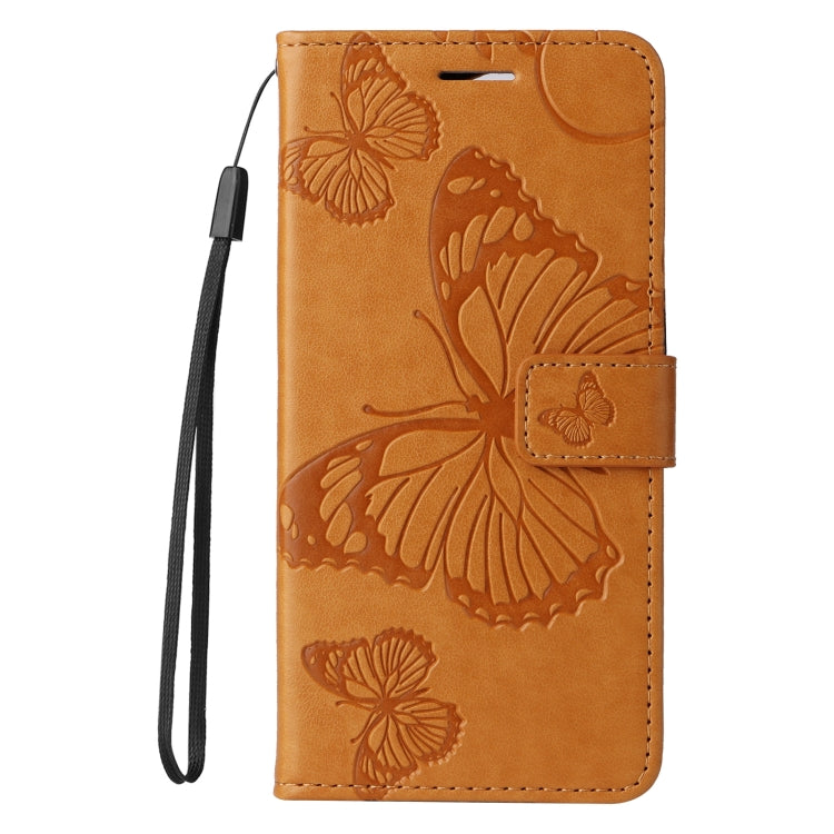 For iPhone 16e 3D Butterfly Embossed Pattern Flip Leather Phone Case(Yellow) by bashfashion