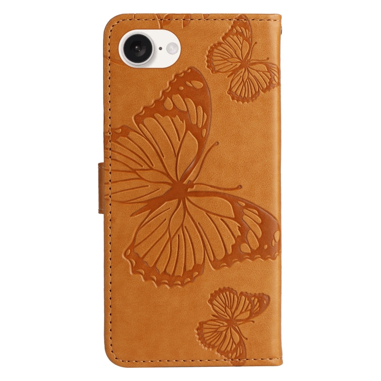 For iPhone 16e 3D Butterfly Embossed Pattern Flip Leather Phone Case(Yellow) by bashfashion