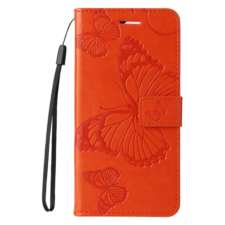 For iPhone 16e 3D Butterfly Embossed Pattern Flip Leather Phone Case(Orange) by bashfashion