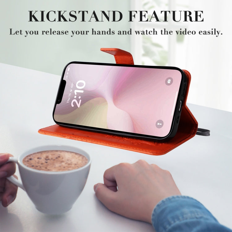 For iPhone 16e 3D Butterfly Embossed Pattern Flip Leather Phone Case(Orange) by bashfashion