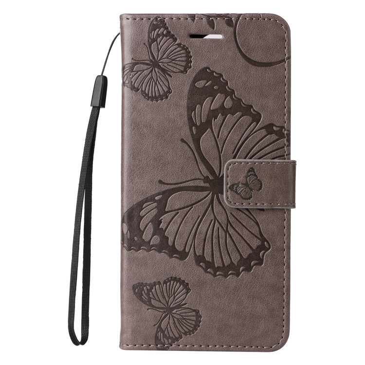 For iPhone 16e 3D Butterfly Embossed Pattern Flip Leather Phone Case(Grey) by bashfashion