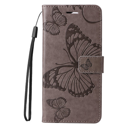 For iPhone 16e 3D Butterfly Embossed Pattern Flip Leather Phone Case(Grey) by bashfashion