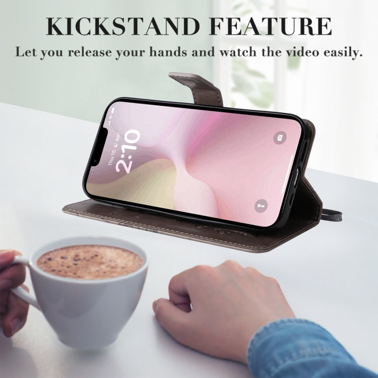 For iPhone 16e 3D Butterfly Embossed Pattern Flip Leather Phone Case(Grey) by bashfashion