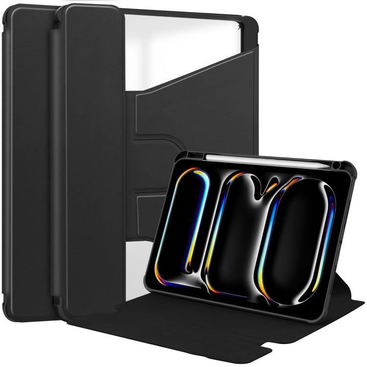 For iPad Pro 11 2025 / 2024 Transparent Rotation Smart Leather Tablet Case(Black) by bashfashion