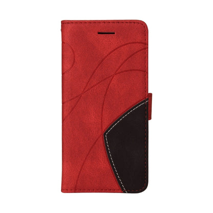 For iPhone 16e Dual-color Splicing Flip Leather Phone Case(Red) by bashfashion