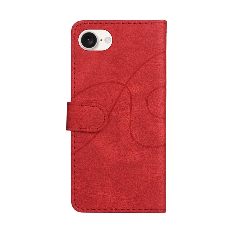 For iPhone 16e Dual-color Splicing Flip Leather Phone Case(Red) by bashfashion