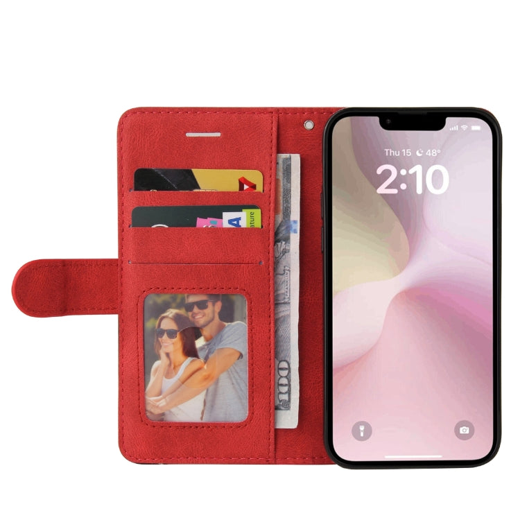 For iPhone 16e Dual-color Splicing Flip Leather Phone Case(Red) by bashfashion