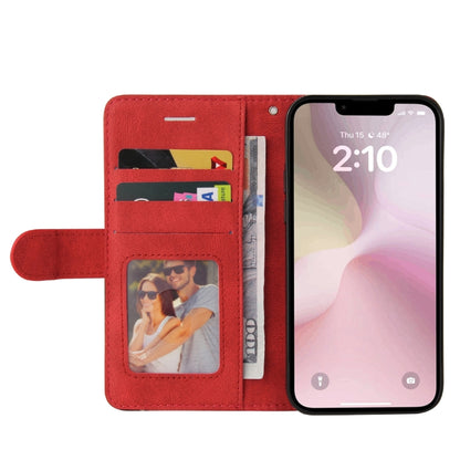 For iPhone 16e Dual-color Splicing Flip Leather Phone Case(Red) by bashfashion