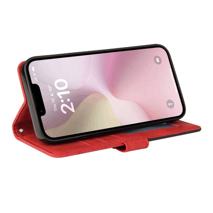 For iPhone 16e Dual-color Splicing Flip Leather Phone Case(Red) by bashfashion