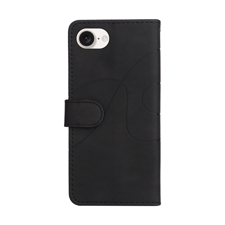 For iPhone 16e Dual-color Splicing Flip Leather Phone Case(Black) by bashfashion