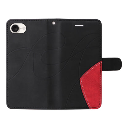 For iPhone 16e Dual-color Splicing Flip Leather Phone Case(Black) by bashfashion