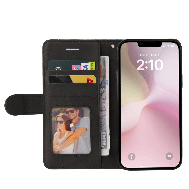 For iPhone 16e Dual-color Splicing Flip Leather Phone Case(Black) by bashfashion