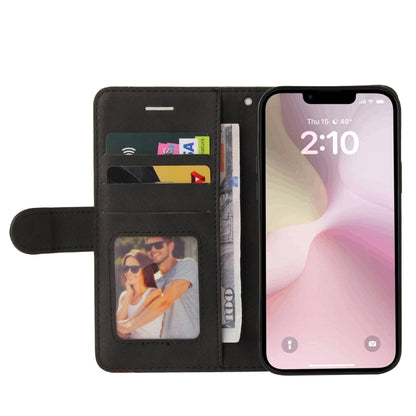 For iPhone 16e Dual-color Splicing Flip Leather Phone Case(Black) by bashfashion