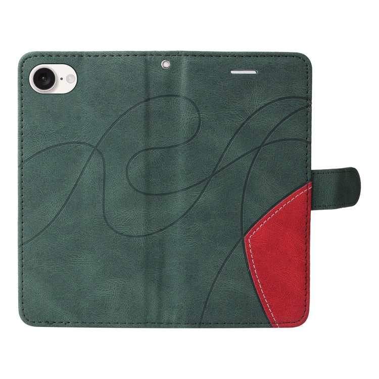 For iPhone 16e Dual-color Splicing Flip Leather Phone Case(Green) by bashfashion