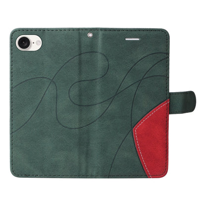 For iPhone 16e Dual-color Splicing Flip Leather Phone Case(Green) by bashfashion