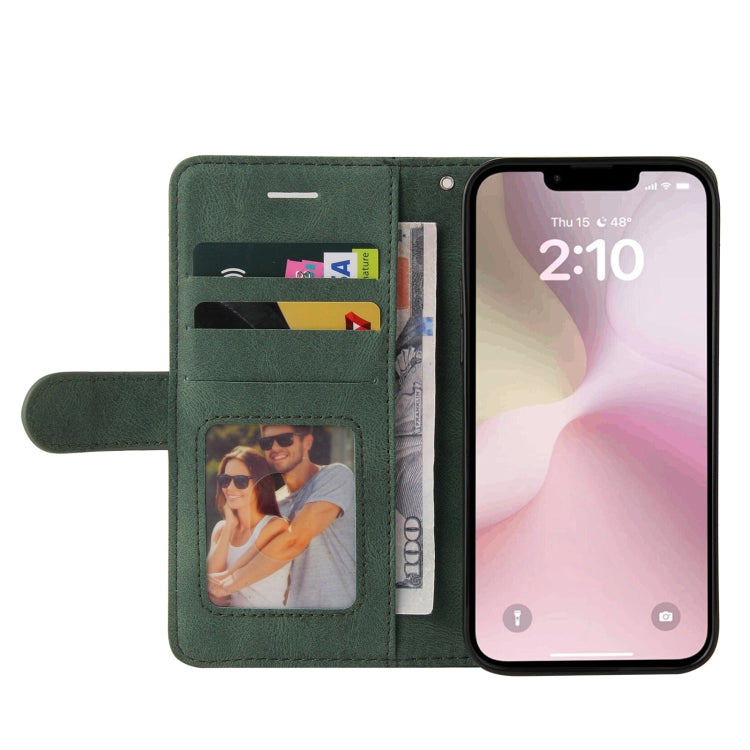 For iPhone 16e Dual-color Splicing Flip Leather Phone Case(Green) by bashfashion