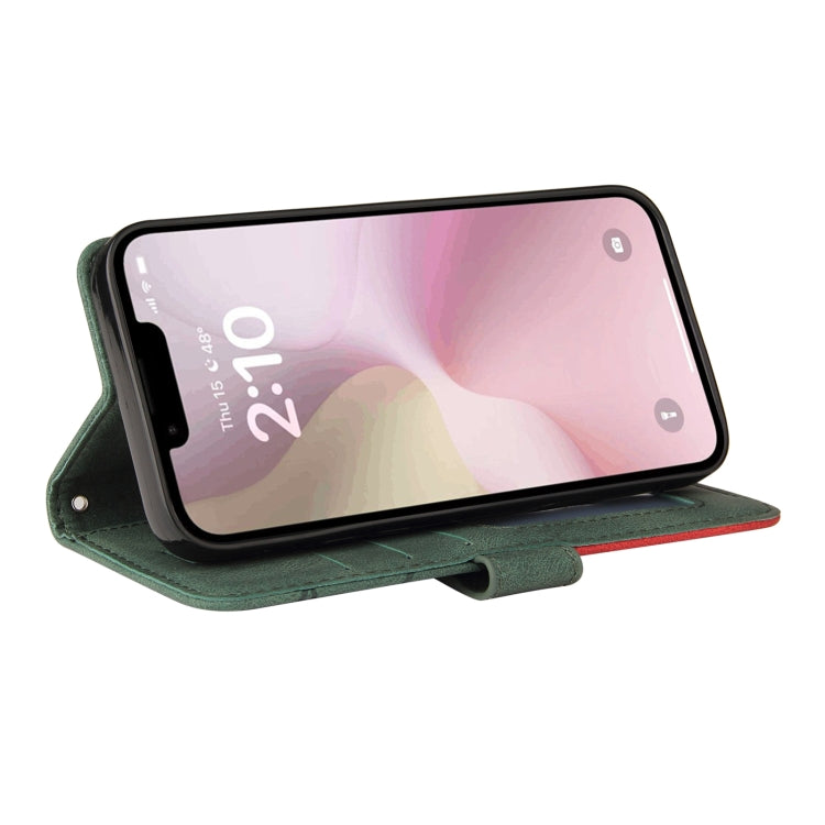 For iPhone 16e Dual-color Splicing Flip Leather Phone Case(Green) by bashfashion