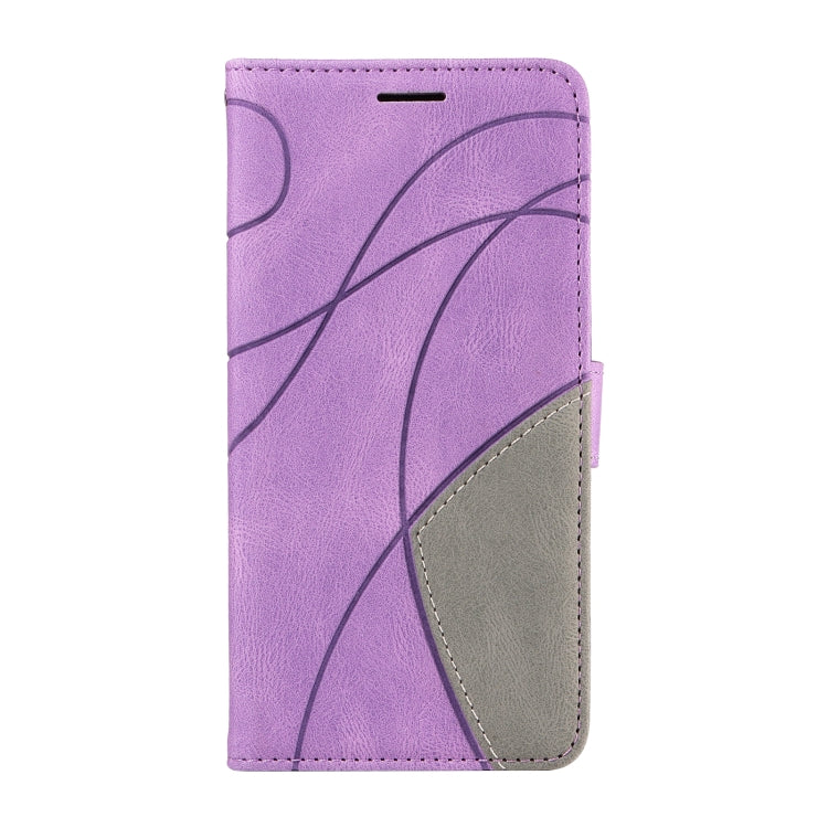 For iPhone 16e Dual-color Splicing Flip Leather Phone Case(Purple) by bashfashion