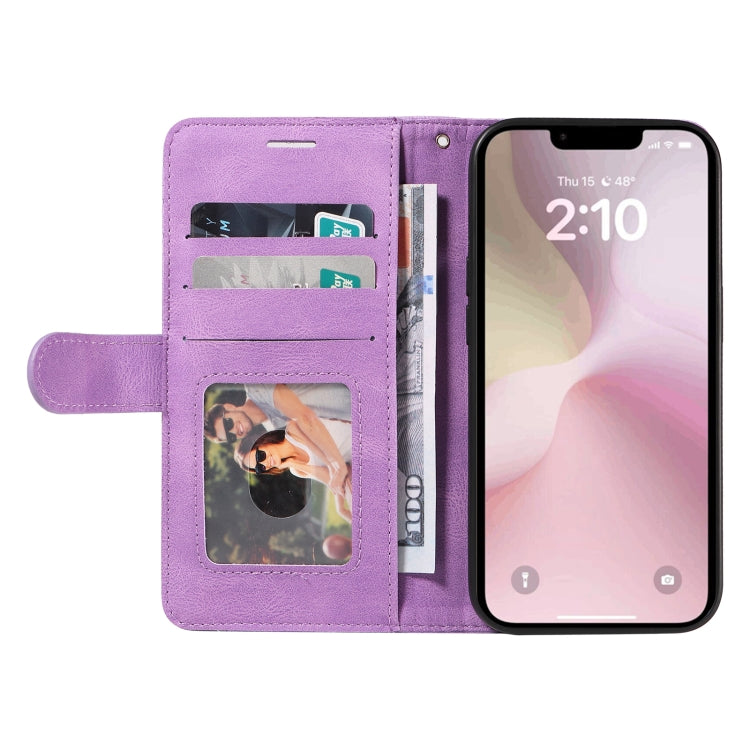 For iPhone 16e Dual-color Splicing Flip Leather Phone Case(Purple) by bashfashion