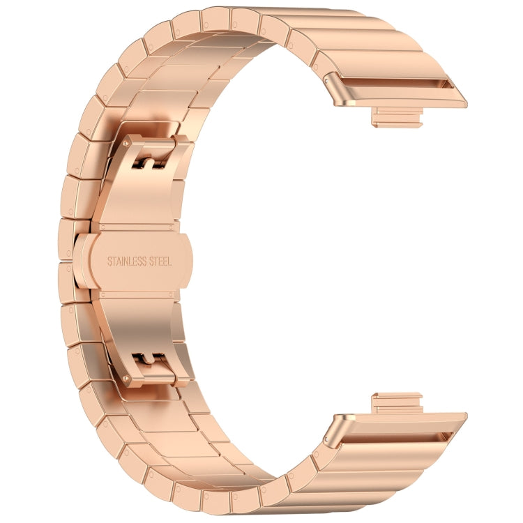For Huawei Watch Fit3 One Bead Stainless Steel Watch Band(Rose Gold) by bashfashion